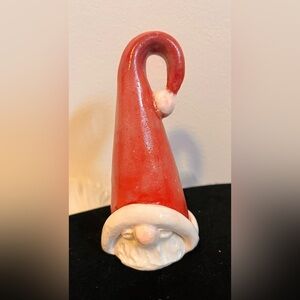 Red Ceramic Santa Hat Ornament or Figurine